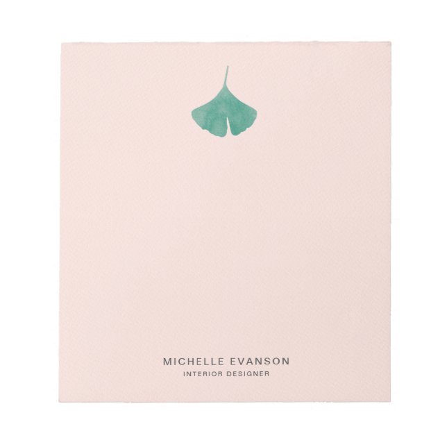  Rosa Ginkgo Löv Logotyp Simple Nature Anteckningsblock (Framsida)