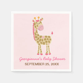 Rosa giraff anpassad baby shower servett