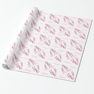 Rosa giraffbaby shower som slår in papper presentpapper