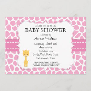 Rosa giraffbaby showerinbjudningar inbjudningar