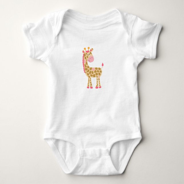 Rosa Giraffe Baby Bodykostym T-shirt (Framsida)