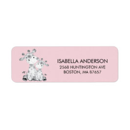 Rosa Giraffe Baby Shower-adressetikett Returadress Etikett