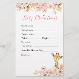 Rosa Giraffe Baby Shower Baby Predictions