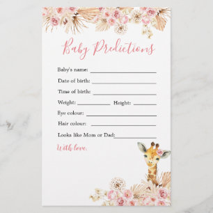 Rosa Giraffe Baby Shower Baby Predictions