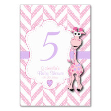 Rosa Giraffe Baby Shower - Bordsnummer