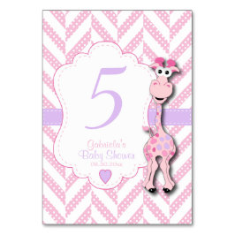 Rosa Giraffe Baby Shower - Bordsnummer