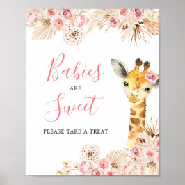 Rosa Giraffe Baby Shower Spädbarn är Sweet Poster