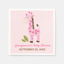 Rosa Giraffe Customized Baby Shower Napkin Pappersservett