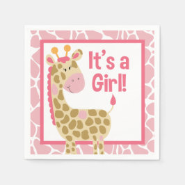 Rosa Giraffe.. Det är en flicka Babykläder Napkins Pappersservett