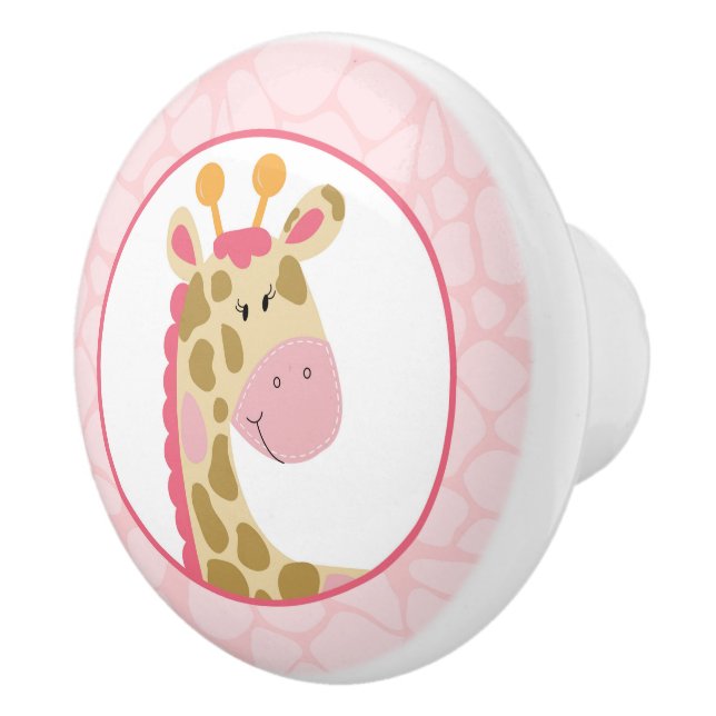 Rosa Giraffe Flicka Nursery Jungle Cute Knopp (Höger)