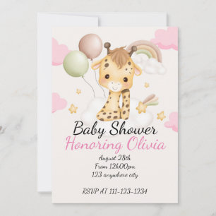 Rosa Giraffe-flickbabydusch Spara Datumet