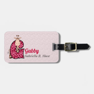 Rosa Giraffe for Girls Brev G Animal Print Bagagebricka