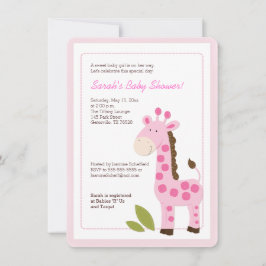 Rosa Giraffe Girl Baby Shower-inbjudan Inbjudningar