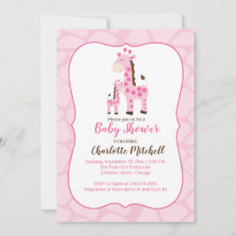 Rosa Giraffe Girl Baby Shower-inbjudan Inbjudningar