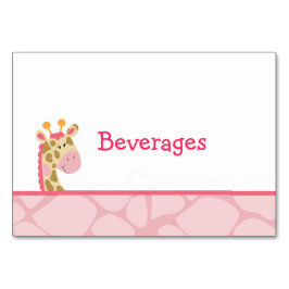 Rosa Giraffe Girl Safari Bord Card Bordsnummer