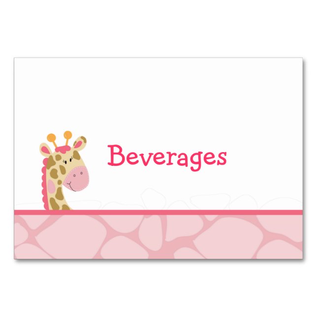Rosa Giraffe Girl Safari Bord Card Bordsnummer (Framsidan)