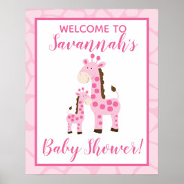 Rosa Giraffe Girl Welcome to Baby Shower Sign Poster