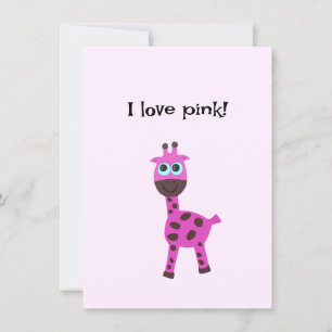 Rosa giraffe julkort