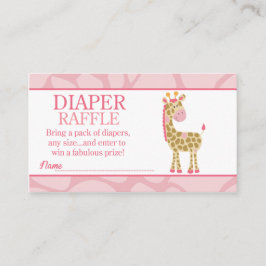 Rosa Giraffe Jungle Jill Baby Shower Diaper Raffle Tilläggskort