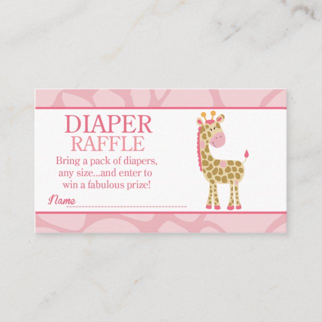 Rosa Giraffe Jungle Jill Baby Shower Diaper Raffle Tilläggskort (Framsida)
