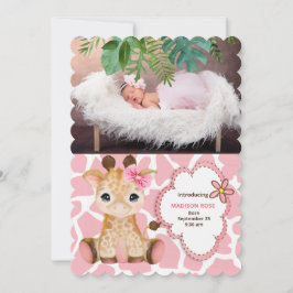 Rosa Giraffe Jungle Theme Baby Meddelande