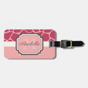 Rosa Giraffe Mönster Bagagebricka