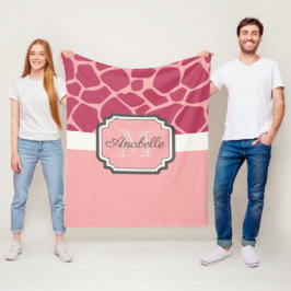 Rosa Giraffe Mönster Fleecefilt