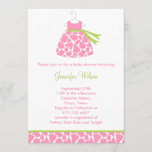 Rosa Giraffe Print Baby Shower-inbjudan Inbjudningar