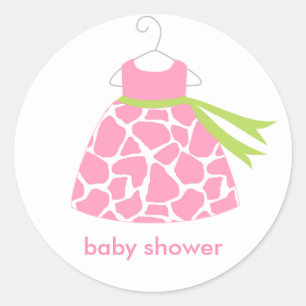 Rosa Giraffe Print Dress Stickers Runt Klistermärke