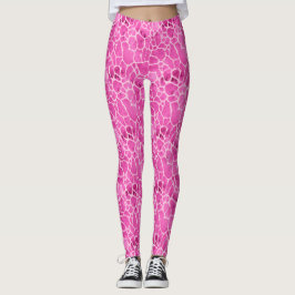Rosa Giraffe Skin Acid Tvättar Mönster Leggings