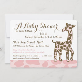 Rosa Giraffe Spots Baby Shower Inbjudningar