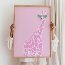 Rosa Giraffe Sunglasses Wall Art - Animal Print