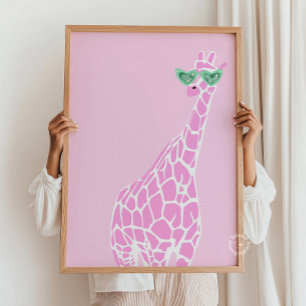 Rosa Giraffe Sunglasses Wall Art - Animal Print Poster