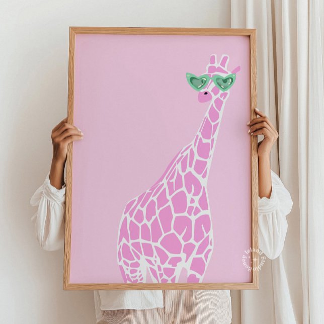 Rosa Giraffe Sunglasses Wall Art - Animal Print Poster (Skapare uppladdad)