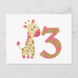 rosa Giraffe Vykort