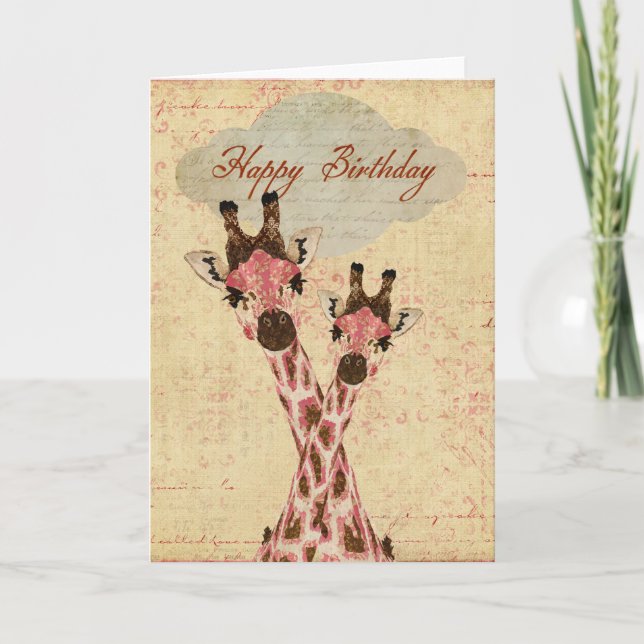 Rosa Giraffes födelsedagskort Kort (Framsida)
