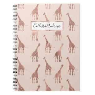  Rosa Giraffes i Girly Modern Ro Guld Anteckningsbok