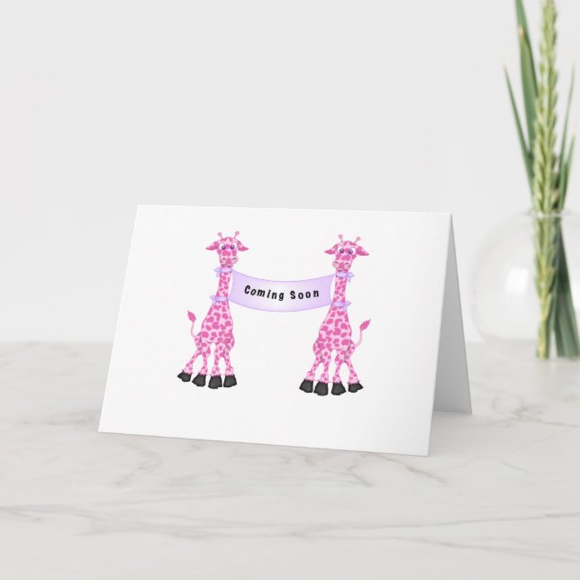 Rosa Giraffes kommer snart Kort (Framsida)