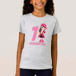 Rosa Girl 1:a födelsedagen party pirat T-Shirt