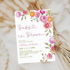 Rosa Girl Baby i Bloom Elegant Baby Shower Inbjudningar