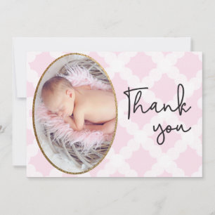 Rosa Girl Baby Photo Tack Birth Kort