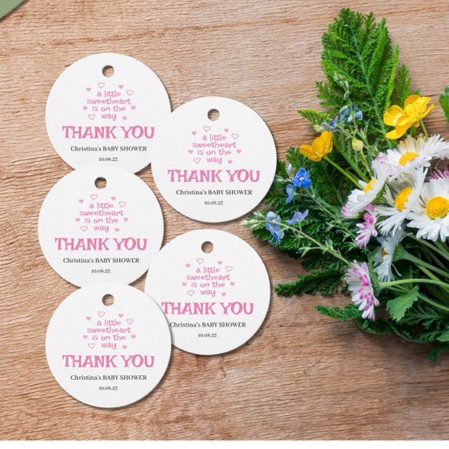 Rosa Girl Baby Shower Gåvor Etiketter (Skapare uppladdad)