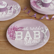 Rosa Girl Baby Shower Party Papprare Tallrikar