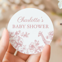 Rosa Girl Baby Shower Safari Toile de Jouy