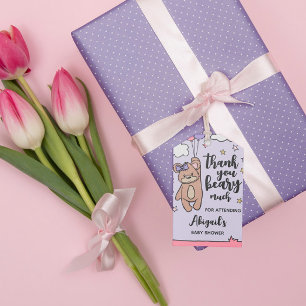 Rosa Girl Baby Shower Tack Beary Mycket Presentetikett