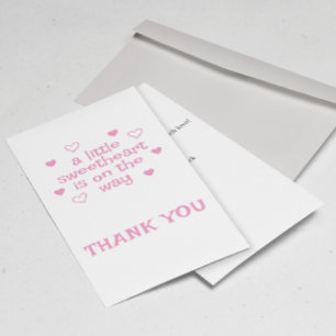 Rosa Girl Baby Shower Tack - platta kort