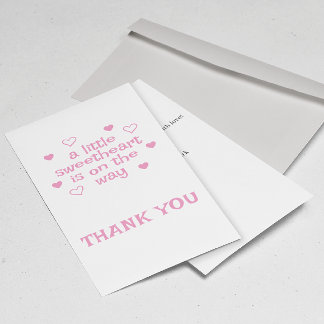 Rosa Girl Baby Shower Tack - platta kort