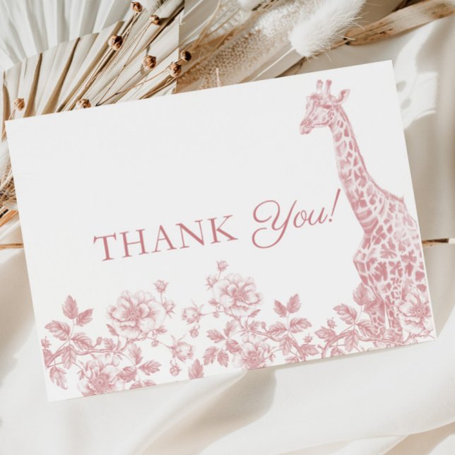 Rosa Girl Baby Shower Toile Safari Tack för ditt k Kort (Skapare uppladdad)