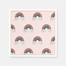 Rosa Girl Birthday Rainbow Pappersservett