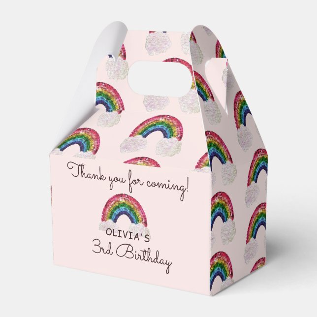 Rosa Girl Birthday Rainbow Presentaskar (Framsidan Sidan)